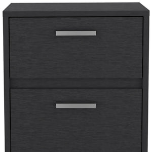 Homeroots 19" Black Two Drawer Faux Wood Nightstand   526154