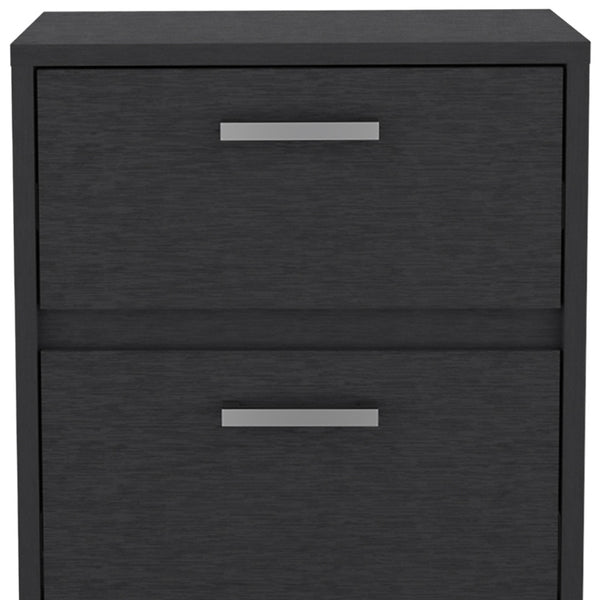 Homeroots 19" Black Two Drawer Faux Wood Nightstand   526154