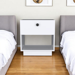 HomeRoots 20" White Wood Nightstand with Drawer & Open Shelf - Modern Storage Solution for Any Room Decor 526155