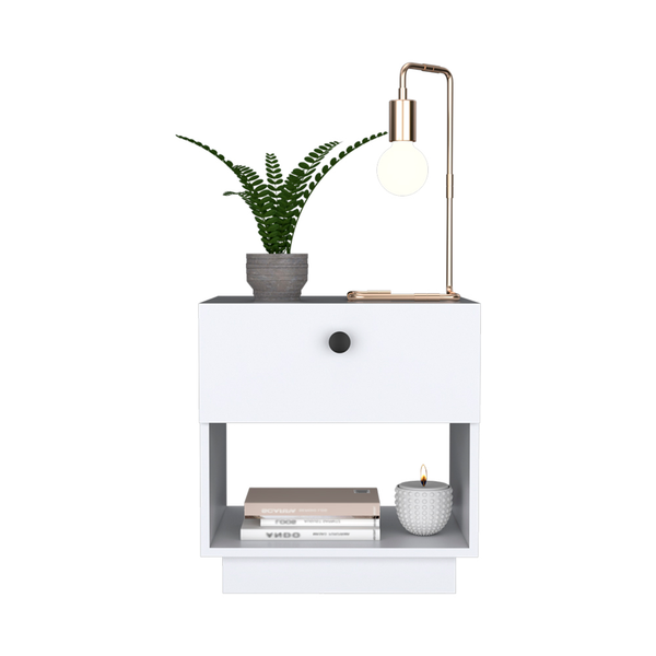 Homeroots 20" White One Drawer Faux Wood Nightstand   526155