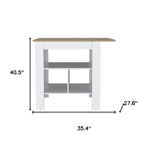HomeRoots 35" Stylish Natural and White Wood Kitchen Island with Ample Storage for Modern Spaces & Prep Tasks 526158