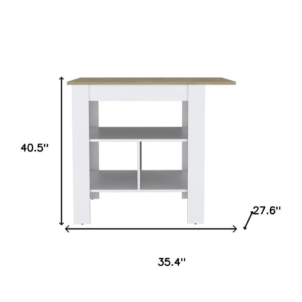 HomeRoots 35" Stylish Natural and White Wood Kitchen Island with Ample Storage for Modern Spaces & Prep Tasks 526158