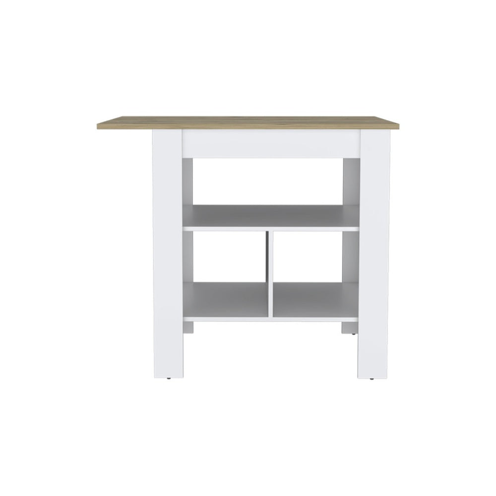 HomeRoots 35" Stylish Natural and White Wood Kitchen Island with Ample Storage for Modern Spaces & Prep Tasks 526158