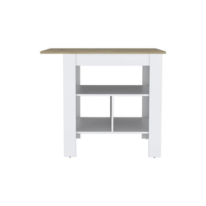 HomeRoots 35" Stylish Natural and White Wood Kitchen Island with Ample Storage for Modern Spaces & Prep Tasks 526158
