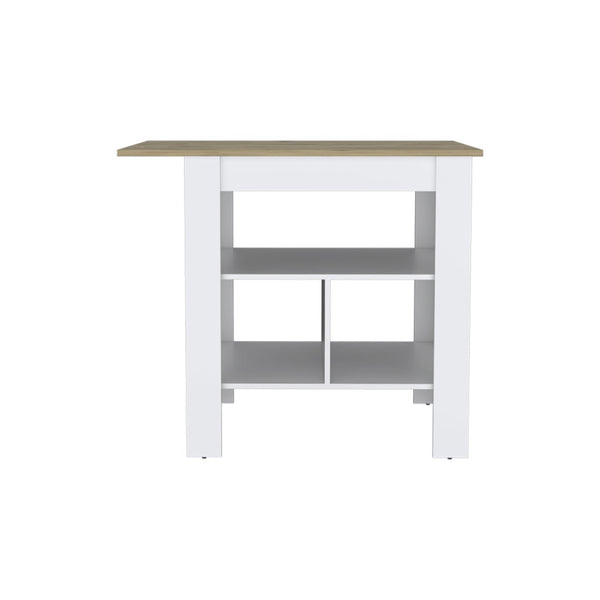 HomeRoots 35" Stylish Natural and White Wood Kitchen Island with Ample Storage for Modern Spaces & Prep Tasks 526158