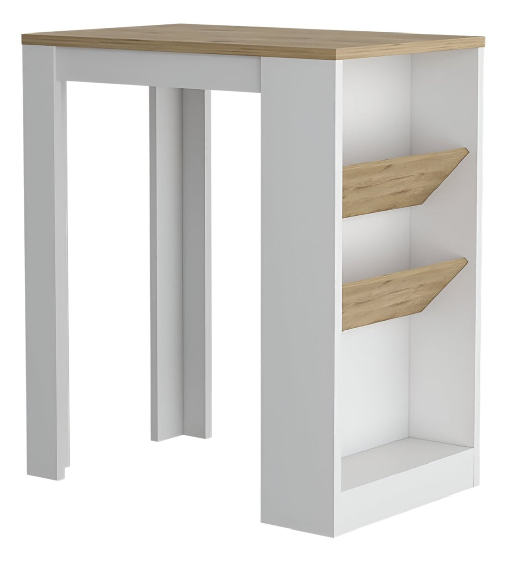 HomeRoots 36" Stylish Kitchen Island with Storage, Natural Wood Top & White Base - Perfect for Small Spaces! 526159