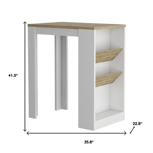HomeRoots 36" Stylish Kitchen Island with Storage, Natural Wood Top & White Base - Perfect for Small Spaces! 526159