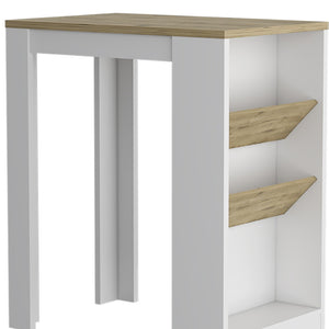 HomeRoots 36" Stylish Kitchen Island with Storage, Natural Wood Top & White Base - Perfect for Small Spaces! 526159