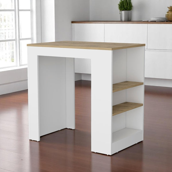 HomeRoots 36" Oak and White Kitchen Island – Stylish, Multi-Functional Storage for Small Spaces & Modern Homes 526160