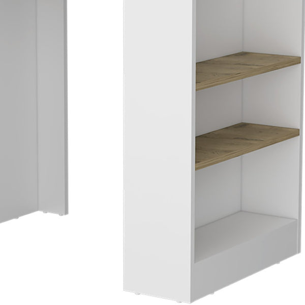HomeRoots 36" Oak and White Kitchen Island – Stylish, Multi-Functional Storage for Small Spaces & Modern Homes 526160