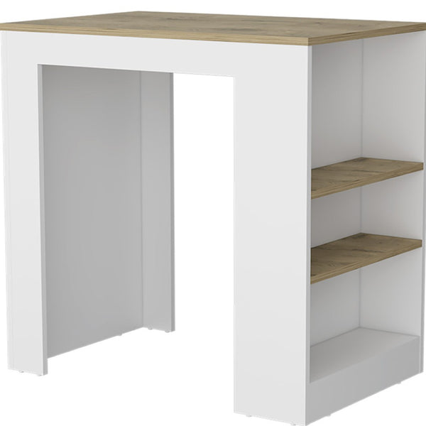 HomeRoots 36" Oak and White Kitchen Island – Stylish, Multi-Functional Storage for Small Spaces & Modern Homes 526160