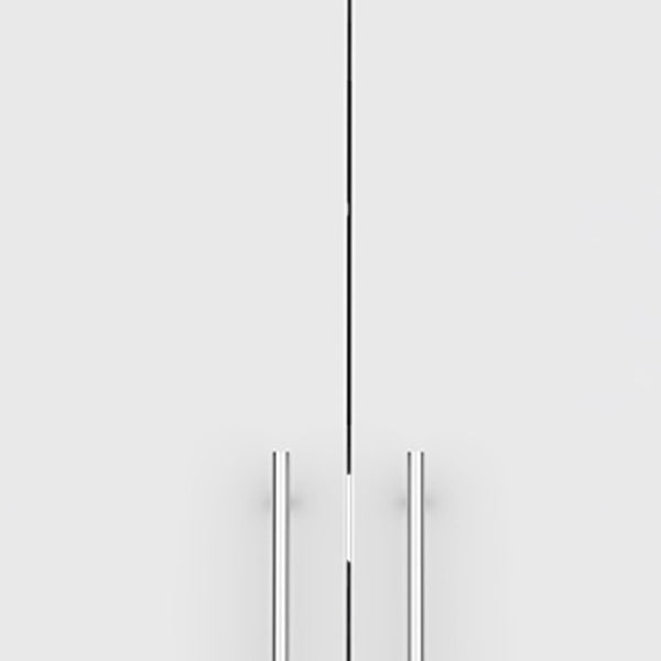 HomeRoots 26" Elegant White Wall-Mounted Utility Cabinet with Two Doors, Built-In Hooks & Modern Design 526163