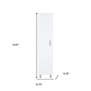 HomeRoots 71" Sleek White Wood Pantry Cabinet - Space-Saving Storage for Kitchen, Office, & Laundry Rooms 526164