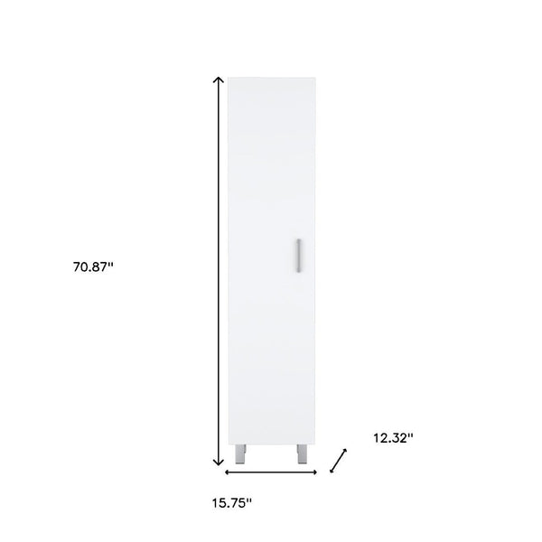 HomeRoots 71" Sleek White Wood Pantry Cabinet - Space-Saving Storage for Kitchen, Office, & Laundry Rooms 526164