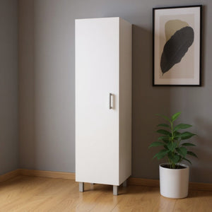 HomeRoots 71" Sleek White Wood Pantry Cabinet - Space-Saving Storage for Kitchen, Office, & Laundry Rooms 526164