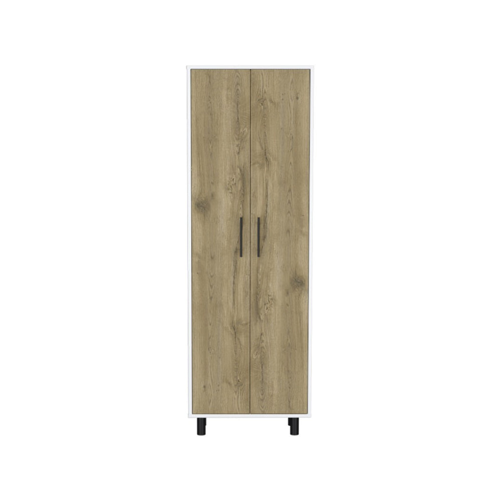 HomeRoots 71" Beige Modern Two-Door Pantry Storage Cabinet - Stylish, Durable, and Perfect for Any Room! 526170