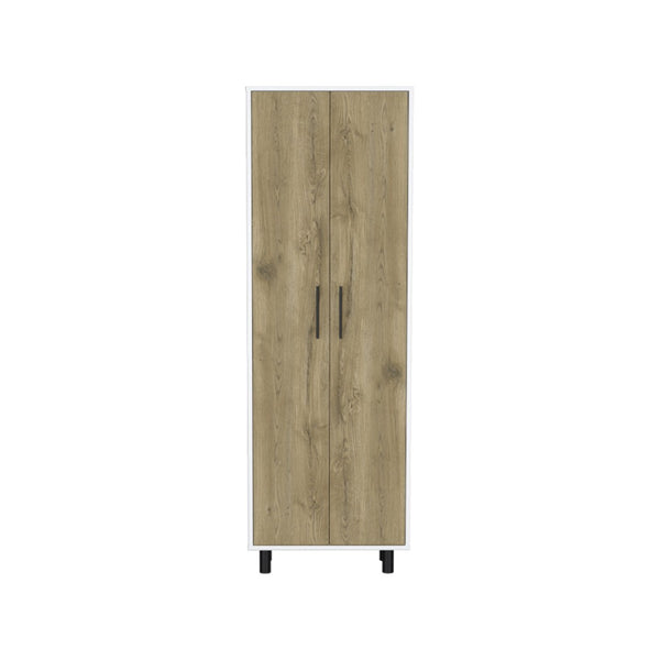 HomeRoots 71" Beige Modern Two-Door Pantry Storage Cabinet - Stylish, Durable, and Perfect for Any Room! 526170