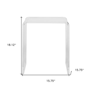 Homeroots 18" Clear Heavy Duty Plastic And Acrylic Square End Table   526172
