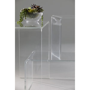 Homeroots 18" Clear Heavy Duty Plastic And Acrylic Square End Table   526172