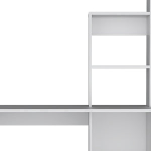 Homeroots 39" Elegant White Wood Computer Desk With Hutch - Stylish, Durable, And Perfect For Your Office Space!   526174