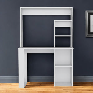 Homeroots 39" Elegant White Wood Computer Desk With Hutch - Stylish, Durable, And Perfect For Your Office Space!   526174