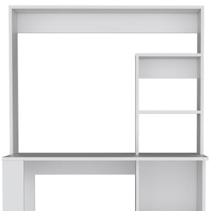 Homeroots 39" Elegant White Wood Computer Desk With Hutch - Stylish, Durable, And Perfect For Your Office Space!   526174