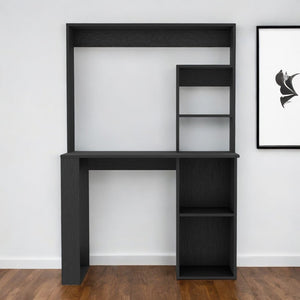 Homeroots 58" Black Wood Computer Desk With Hutch - Stylish Executive Workspace Solution For Home Office   526175