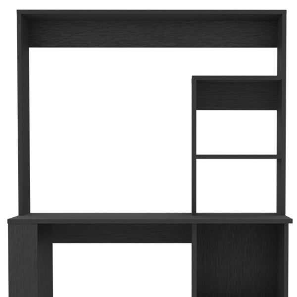 Homeroots 58" Black Wood Computer Desk With Hutch - Stylish Executive Workspace Solution For Home Office   526175