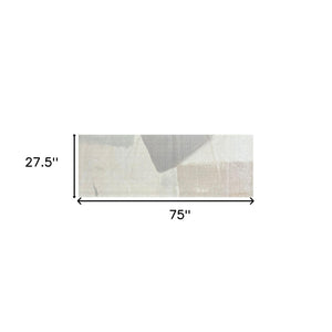HomeRoots 2' X 6' Taupe Abstract Runner Rug - Machine Washable, UV Protected, Stylish & Durable for High-Traffic Areas 526178