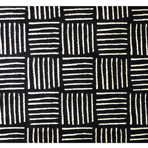 Homeroots 6' Black And Off White Abstract Machine Tufted Washable Runner Rug With Uv Protection  Synthetic 526180