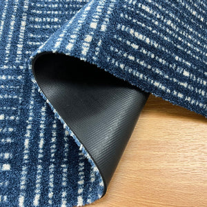 Homeroots 2' X 4' Navy Blue Striped Washable Area Rug With Uv Protection  Synthetic 526203