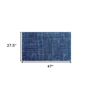Homeroots 2' X 4' Navy Blue Striped Washable Area Rug With Uv Protection  Synthetic 526203