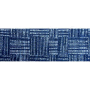 HomeRoots 2' X 6' Navy Blue Striped Washable Runner Rug - UV Protected, Stain-Resistant, Machine Washable! 526204