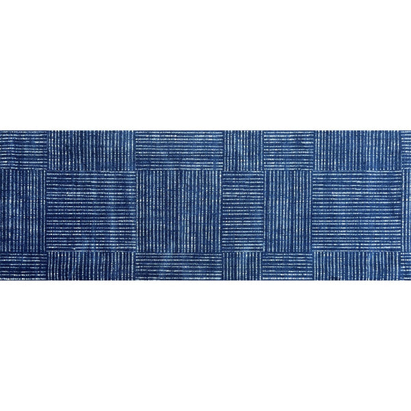 HomeRoots 2' X 6' Navy Blue Striped Washable Runner Rug - UV Protected, Stain-Resistant, Machine Washable! 526204
