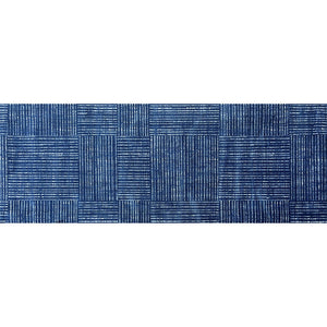 HomeRoots 2' X 6' Navy Blue Striped Washable Runner Rug - UV Protected, Stain-Resistant, Machine Washable! 526204