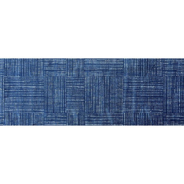 HomeRoots 2' X 6' Navy Blue Striped Washable Runner Rug - UV Protected, Stain-Resistant, Machine Washable! 526204
