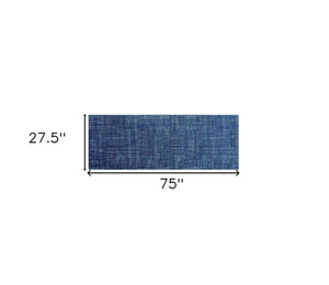 HomeRoots 2' X 6' Navy Blue Striped Washable Runner Rug - UV Protected, Stain-Resistant, Machine Washable! 526204