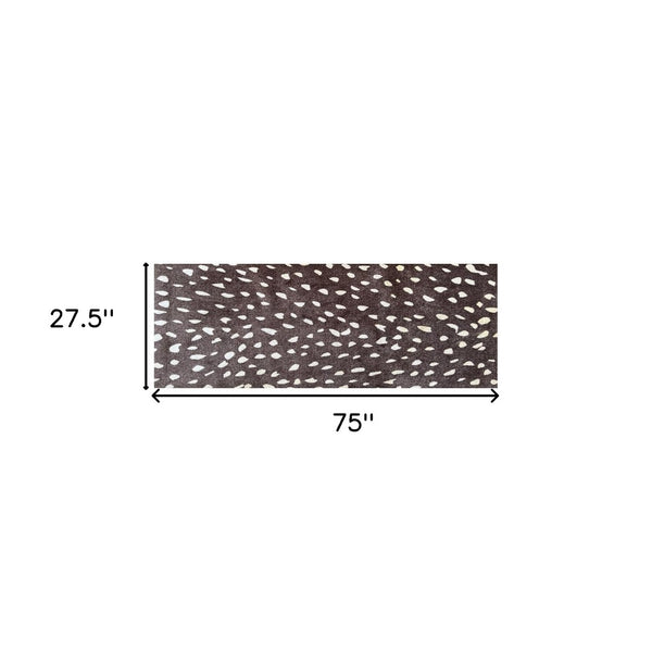 HomeRoots 2' Chocolate Animal Print Runner Rug – Washable, UV-Protected, Ideal for High-Traffic Areas & Pets 526207