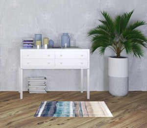 Homeroots 2' X 4' Turquoise Ombre Washable Area Rug With Uv Protection  Synthetic 526209