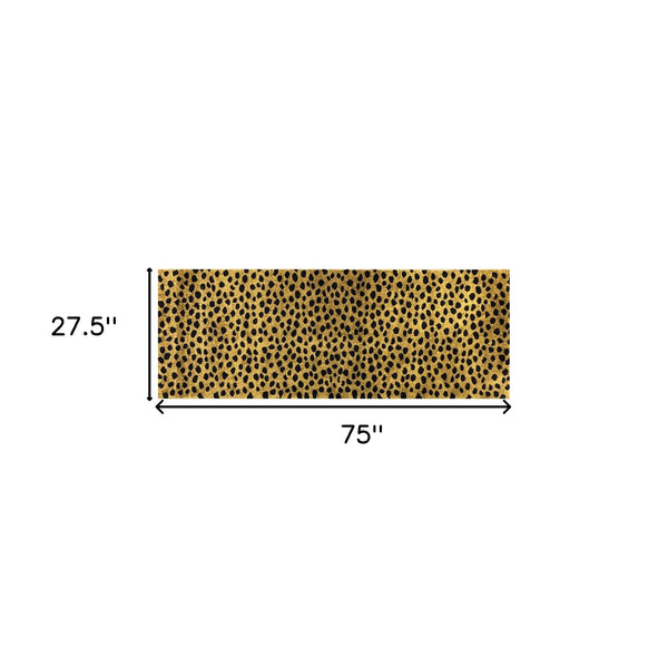 Homeroots 2' X 6' Bronze Leopard Print Washable Runner Rug With Uv Protection  Synthetic 526213