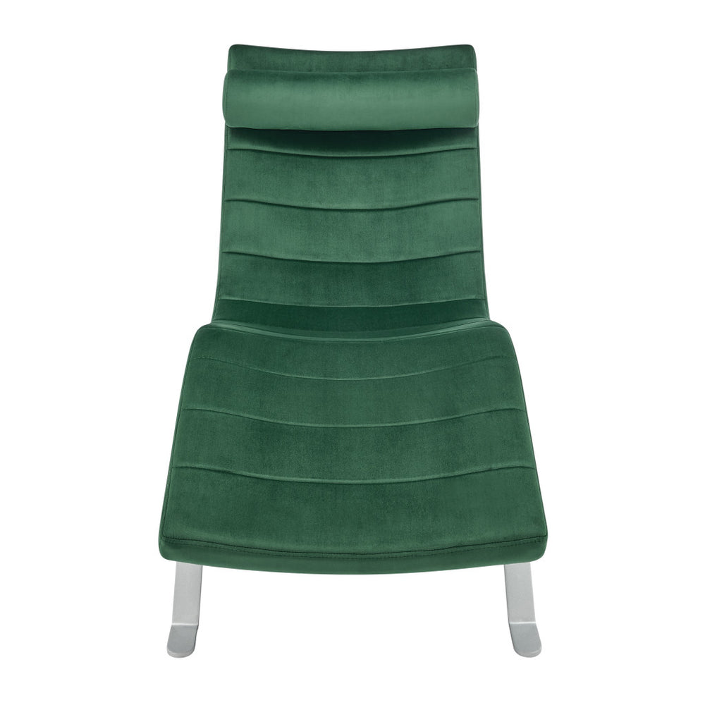 Homeroots 66" Green And Silver Velvet Lounge Chair   526218