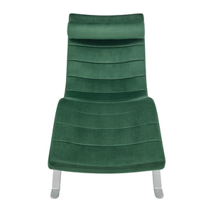Homeroots 66" Green And Silver Velvet Lounge Chair   526218