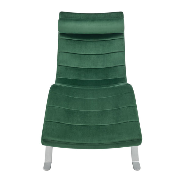 Homeroots 66" Green And Silver Velvet Lounge Chair   526218