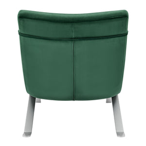 Homeroots 66" Green And Silver Velvet Lounge Chair   526218