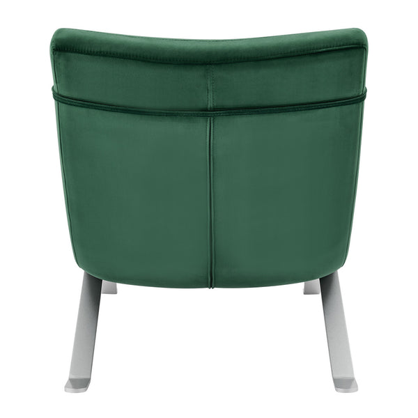 Homeroots 66" Green And Silver Velvet Lounge Chair   526218