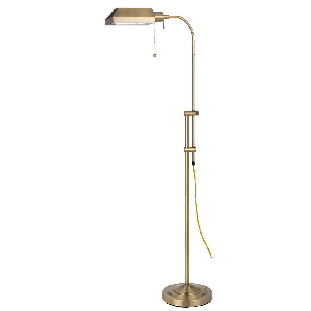 Homeroots 57" Brass Adjustable Traditional Shaped Floor Lamp With Bronze Square Shade  Metal 526222