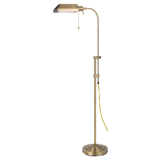 Homeroots 57" Brass Adjustable Traditional Shaped Floor Lamp With Bronze Square Shade  Metal 526222