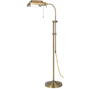 Homeroots 57" Brass Adjustable Traditional Shaped Floor Lamp With Bronze Square Shade  Metal 526222
