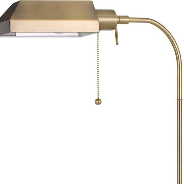 Homeroots 57" Brass Adjustable Traditional Shaped Floor Lamp With Bronze Square Shade  Metal 526222
