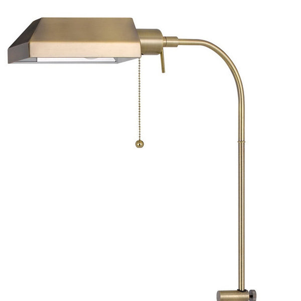 Homeroots 57" Brass Adjustable Traditional Shaped Floor Lamp With Bronze Square Shade  Metal 526222
